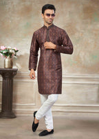 Men’s Premium Silk Digital Print Kurta Set with Pintex Work