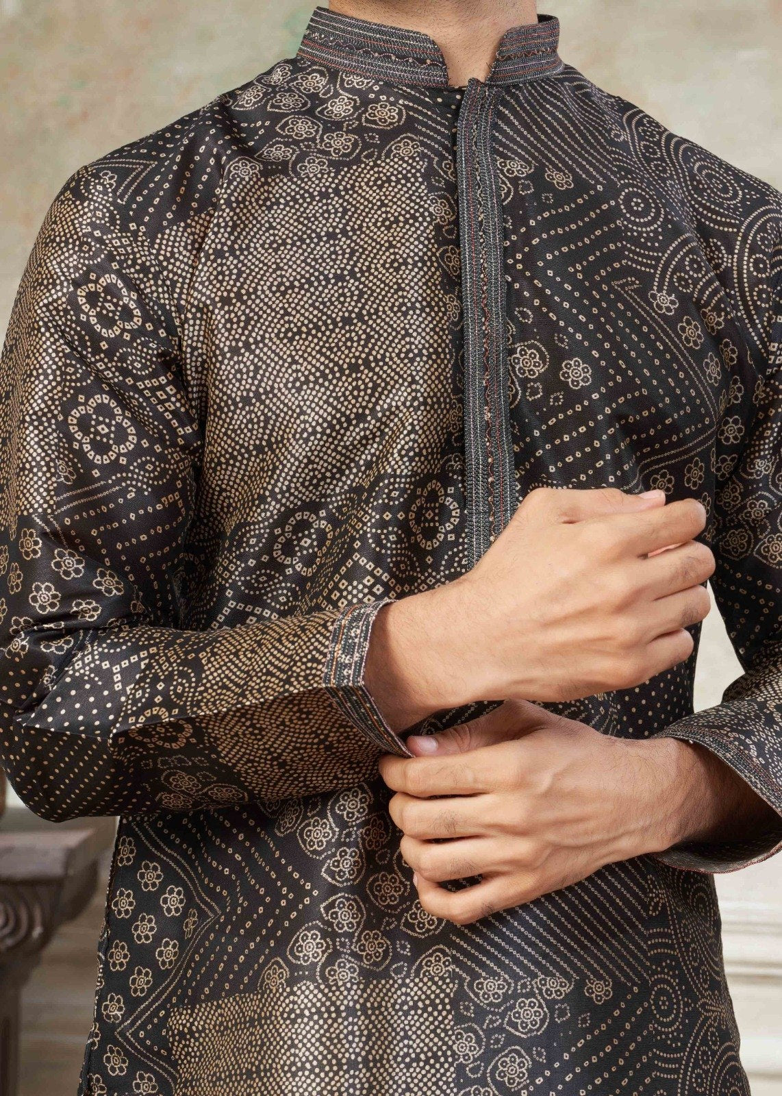 Men’s Premium Silk Digital Print Kurta Set with Pintex Work