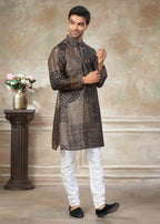 Men’s Premium Silk Digital Print Kurta Set with Pintex Work