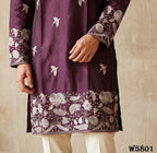Men’s Silk Embroidered Kurta Pant Set with Cotton Inner