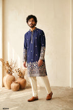 Men’s Silk Embroidered Kurta Pant Set with Cotton Inner
