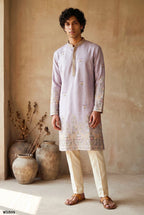 Men’s Silk Embroidered Kurta Pant Set with Cotton Inner