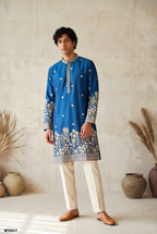 Men’s Silk Embroidered Kurta Pant Set with Cotton Inner