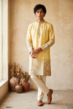 Men’s Silk Embroidered Kurta Pant Set with Cotton Inner