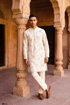 Men’s Premium Festive Wear Kurta Pant Set with Detailed Embroidery and Beadwork