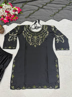 Heavy Japan Satin Farshi Salwar Suit with Embroidery Sequence Work