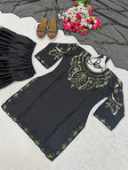 Heavy Japan Satin Farshi Salwar Suit with Embroidery Sequence Work