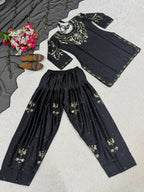 Heavy Japan Satin Farshi Salwar Suit with Embroidery Sequence Work