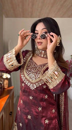 Wedding Ready Mirror Work Sharara Ensemble for Festive Glamour