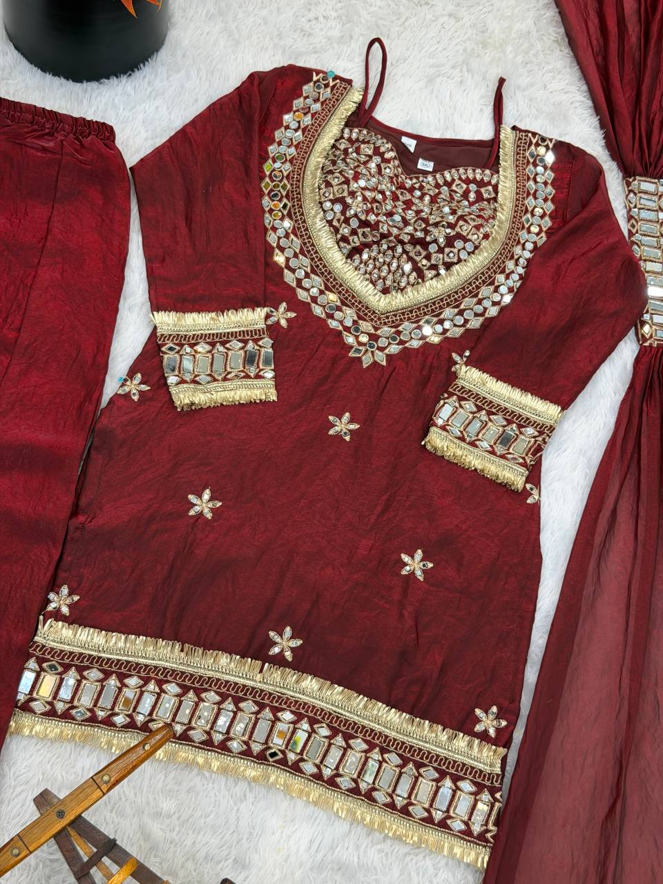 Wedding Ready Mirror Work Sharara Ensemble for Festive Glamour