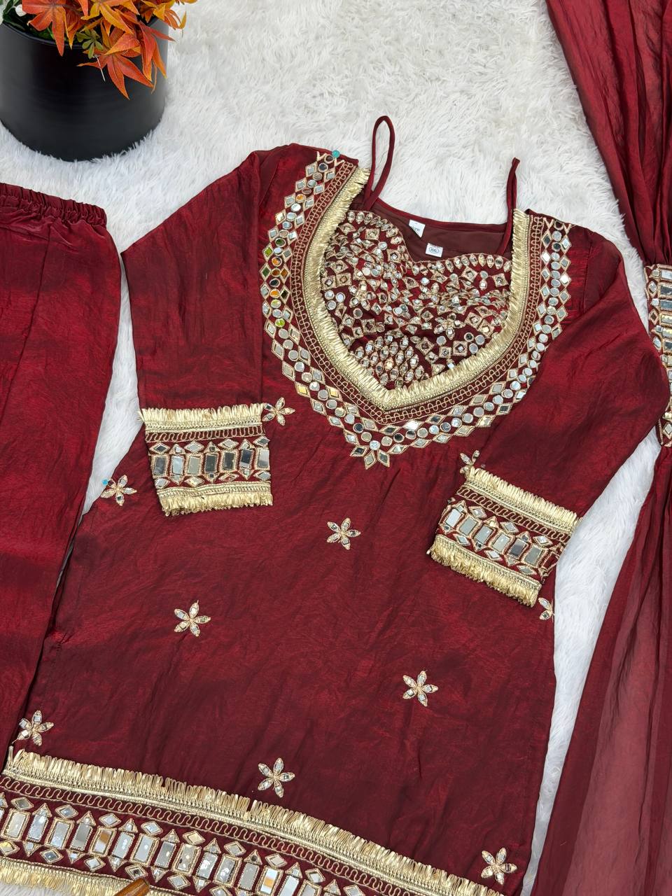 Wedding Ready Mirror Work Sharara Ensemble for Festive Glamour
