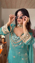 Elegant Real Mirror Work Sharara Suit with Designer Appeal