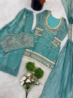 Elegant Real Mirror Work Sharara Suit with Designer Appeal