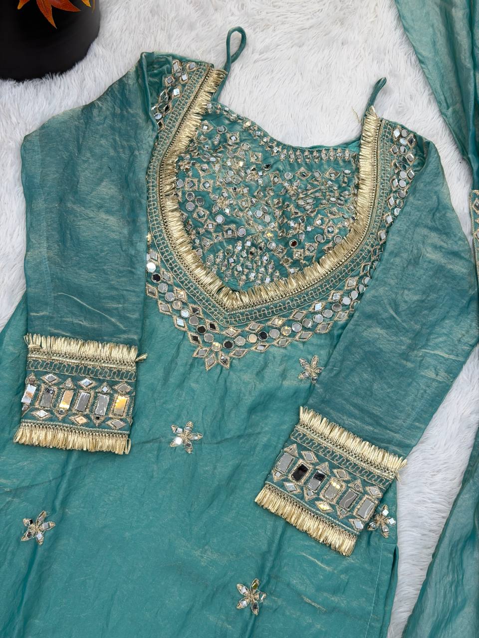 Elegant Real Mirror Work Sharara Suit with Designer Appeal