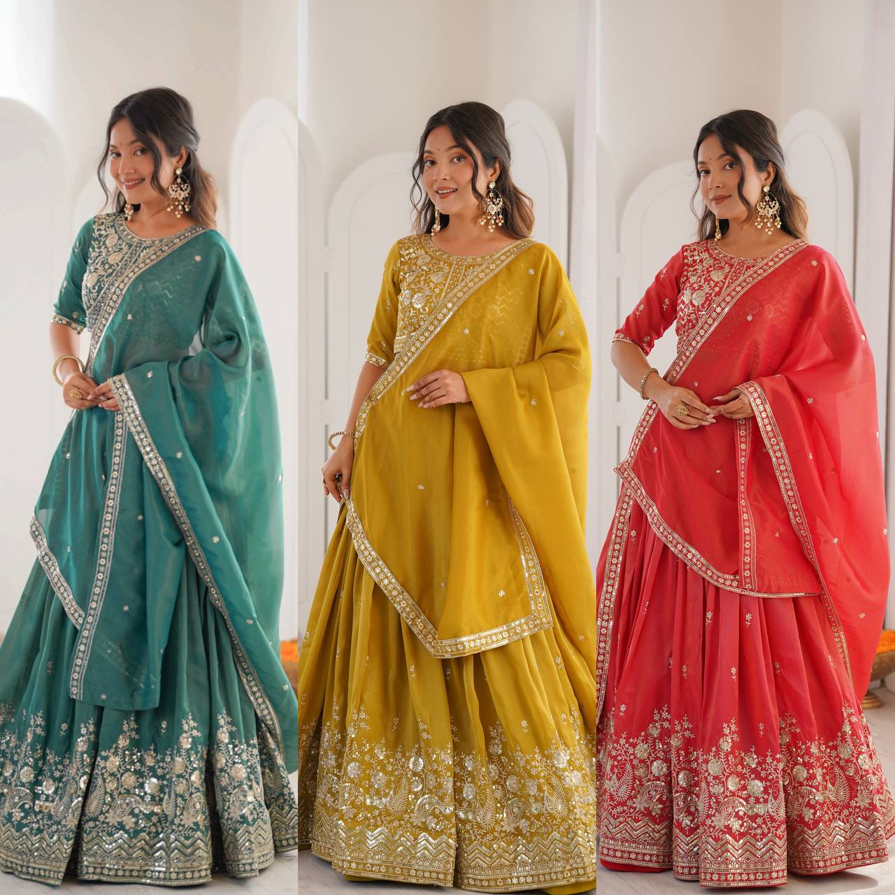 Grand Celebration Simmer Silk Lehenga With Rich Embroidery & CanCan Flair