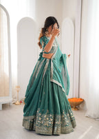 Grand Celebration Simmer Silk Lehenga With Rich Embroidery & CanCan Flair