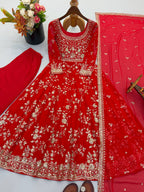 Aadhira Heavy Georgette Sequins & Moti Embroidered Anarkali with Pant & Dupatta