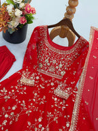 Aadhira Heavy Georgette Sequins & Moti Embroidered Anarkali with Pant & Dupatta