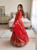 Aadhira Heavy Georgette Sequins & Moti Embroidered Anarkali with Pant & Dupatta