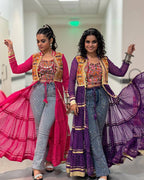 Navyra Bandhani Print Faux Georgette Navratri Shrug with Embroidered Blouse Set