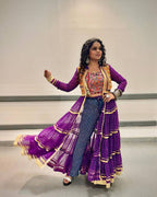 Navyra Bandhani Print Faux Georgette Navratri Shrug with Embroidered Blouse Set