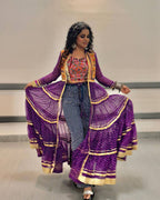Navyra Bandhani Print Faux Georgette Navratri Shrug with Embroidered Blouse Set
