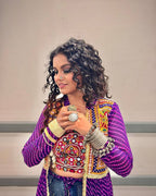 Navyra Bandhani Print Faux Georgette Navratri Shrug with Embroidered Blouse Set