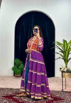 Navyra Bandhani Print Faux Georgette Navratri Shrug with Embroidered Blouse Set