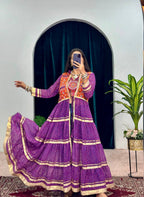Navyra Bandhani Print Faux Georgette Navratri Shrug with Embroidered Blouse Set