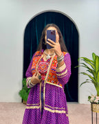 Navyra Bandhani Print Faux Georgette Navratri Shrug with Embroidered Blouse Set