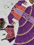 Navyra Bandhani Print Faux Georgette Navratri Shrug with Embroidered Blouse Set