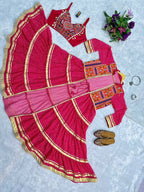 Navyra Bandhani Print Faux Georgette Navratri Shrug with Embroidered Blouse Set