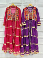 Navyra Bandhani Print Faux Georgette Navratri Shrug with Embroidered Blouse Set