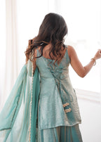 Zivara Doremon Crush Mirror & Sequins Embroidered Palazzo Suit with Dupatta