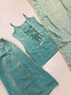Zivara Doremon Crush Mirror & Sequins Embroidered Palazzo Suit with Dupatta