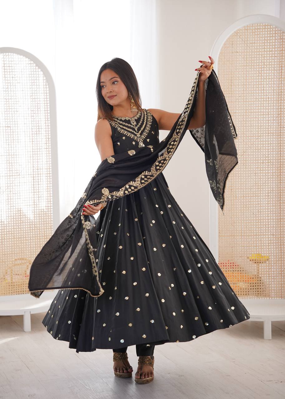 Premium Party Wear Anarkali Set with Rich Sequence Work