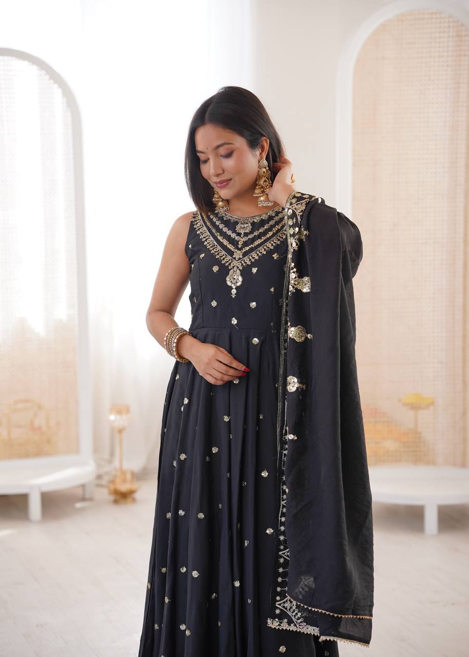 Premium Party Wear Anarkali Set with Rich Sequence Work