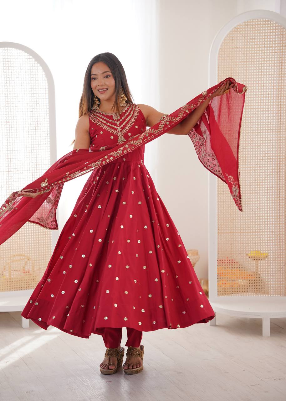 Premium Party Wear Anarkali Set with Rich Sequence Work
