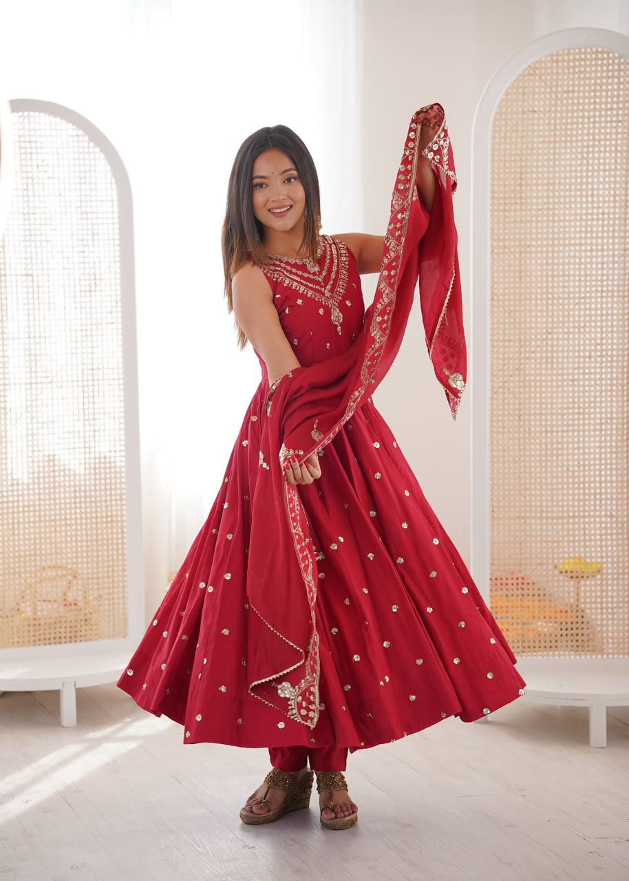 Premium Party Wear Anarkali Set with Rich Sequence Work