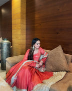 Inaya Chinon Silk Anarkali Suit with Coding Sequin Work & Fancy Lace Dupatta