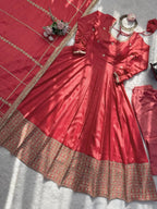 Inaya Chinon Silk Anarkali Suit with Coding Sequin Work & Fancy Lace Dupatta