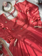 Inaya Chinon Silk Anarkali Suit with Coding Sequin Work & Fancy Lace Dupatta