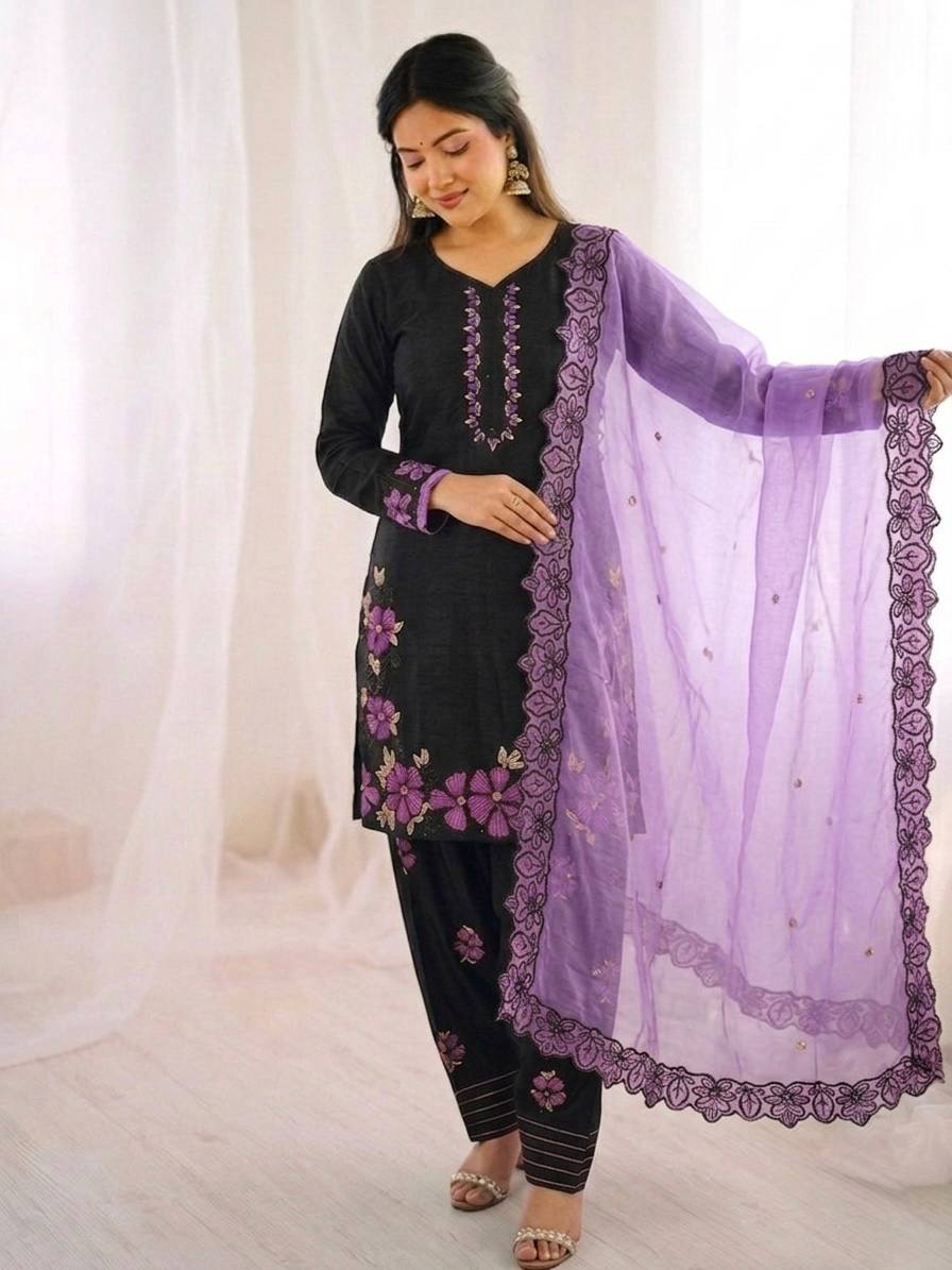 Royal Party Wear Suit Set with Embroidery Work