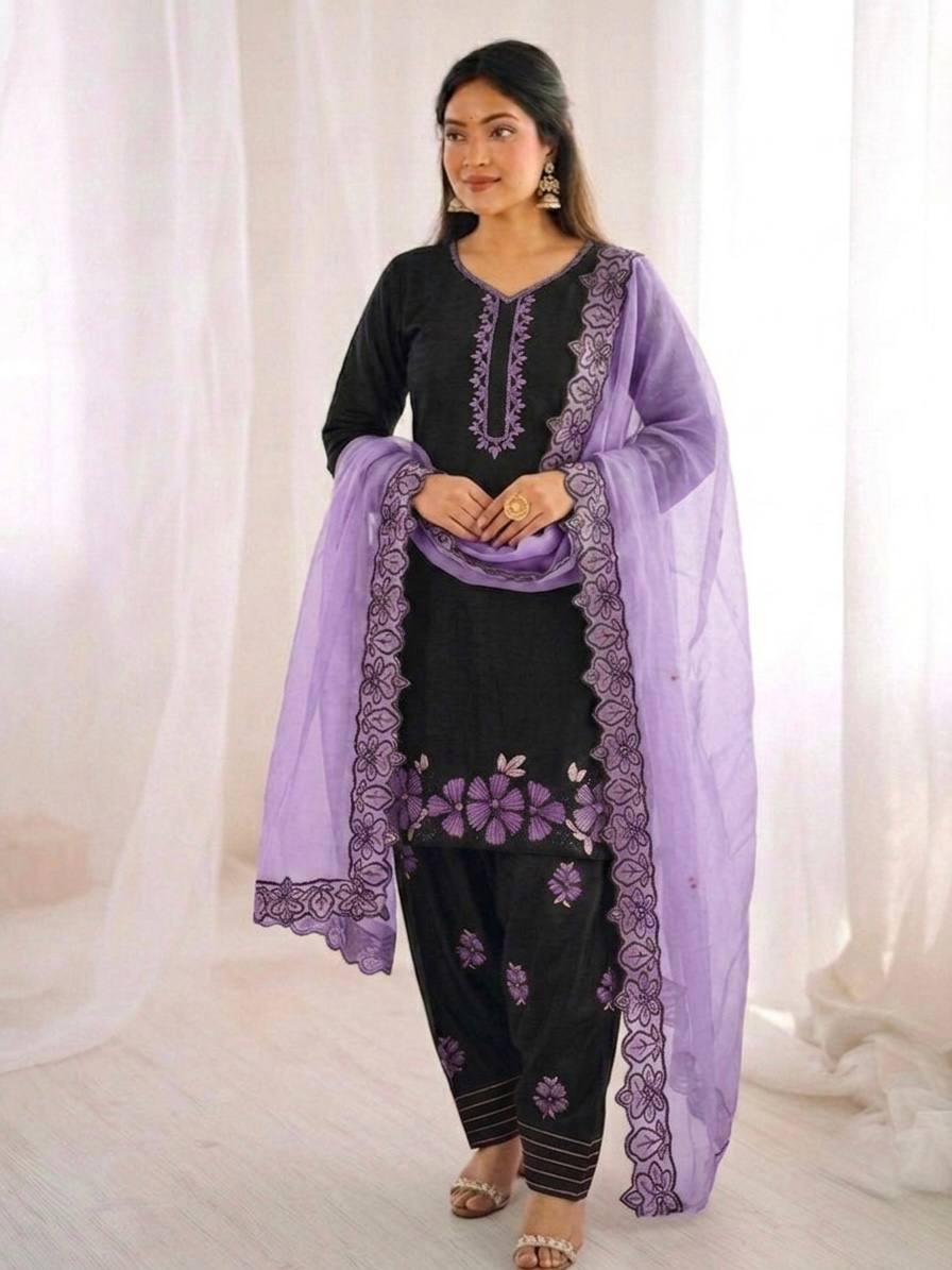 Royal Party Wear Suit Set with Embroidery Work