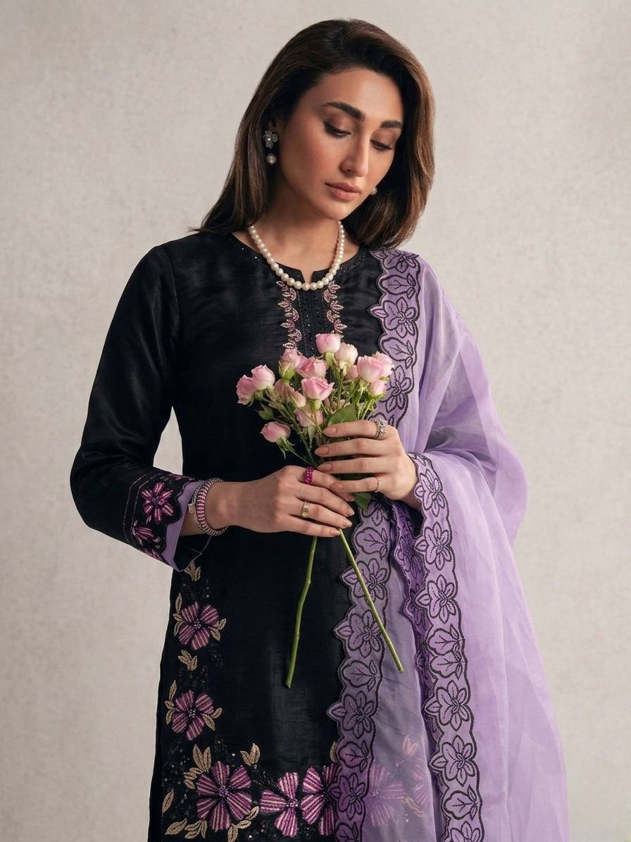 Royal Party Wear Suit Set with Embroidery Work