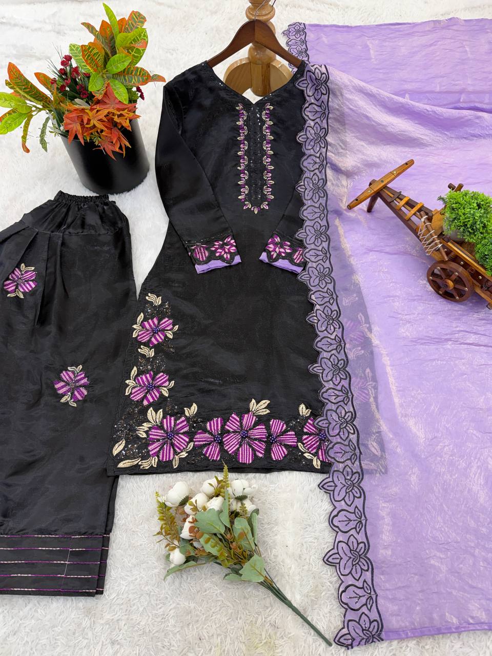 Royal Party Wear Suit Set with Embroidery Work