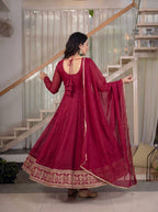 Aadvika Heavy Crunchy Silk Sequins Embroidered Anarkali with Pant & Dupatta Set