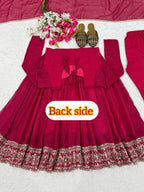 Aadvika Heavy Crunchy Silk Sequins Embroidered Anarkali with Pant & Dupatta Set