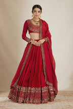 Zarisha Faux Georgette Real Mirror Embroidered Lehenga Choli with Dupatta Set