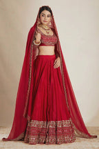 Zarisha Faux Georgette Real Mirror Embroidered Lehenga Choli with Dupatta Set